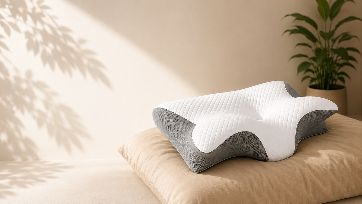 Oreiller ergonomique Soméa sur un lit